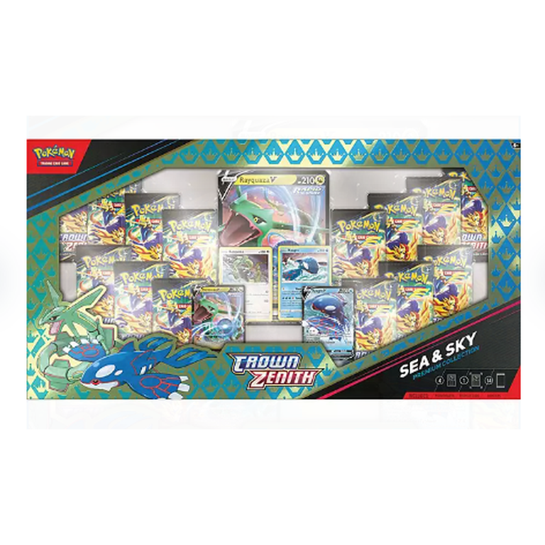 Pokemon Crown Zenith Sea & Sky Premium Collection (14 Booster Packs, 4 Foil  Cards, Oversize Card & More!)