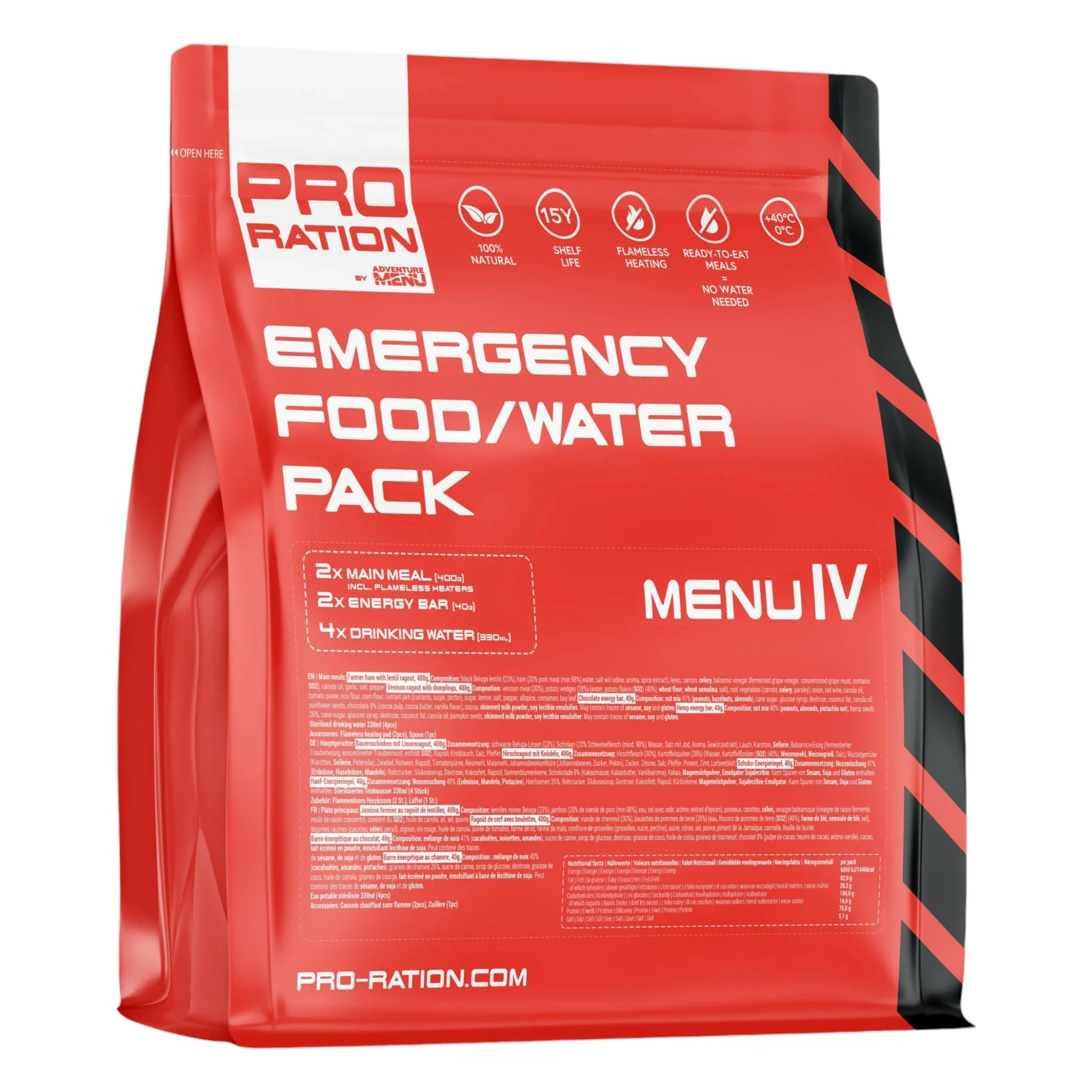 Pro-Ration Notvorrat Emergency Food/Water Menu IV