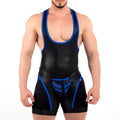 ROK Kinky Zipper Wrestler Singlet Black Blue