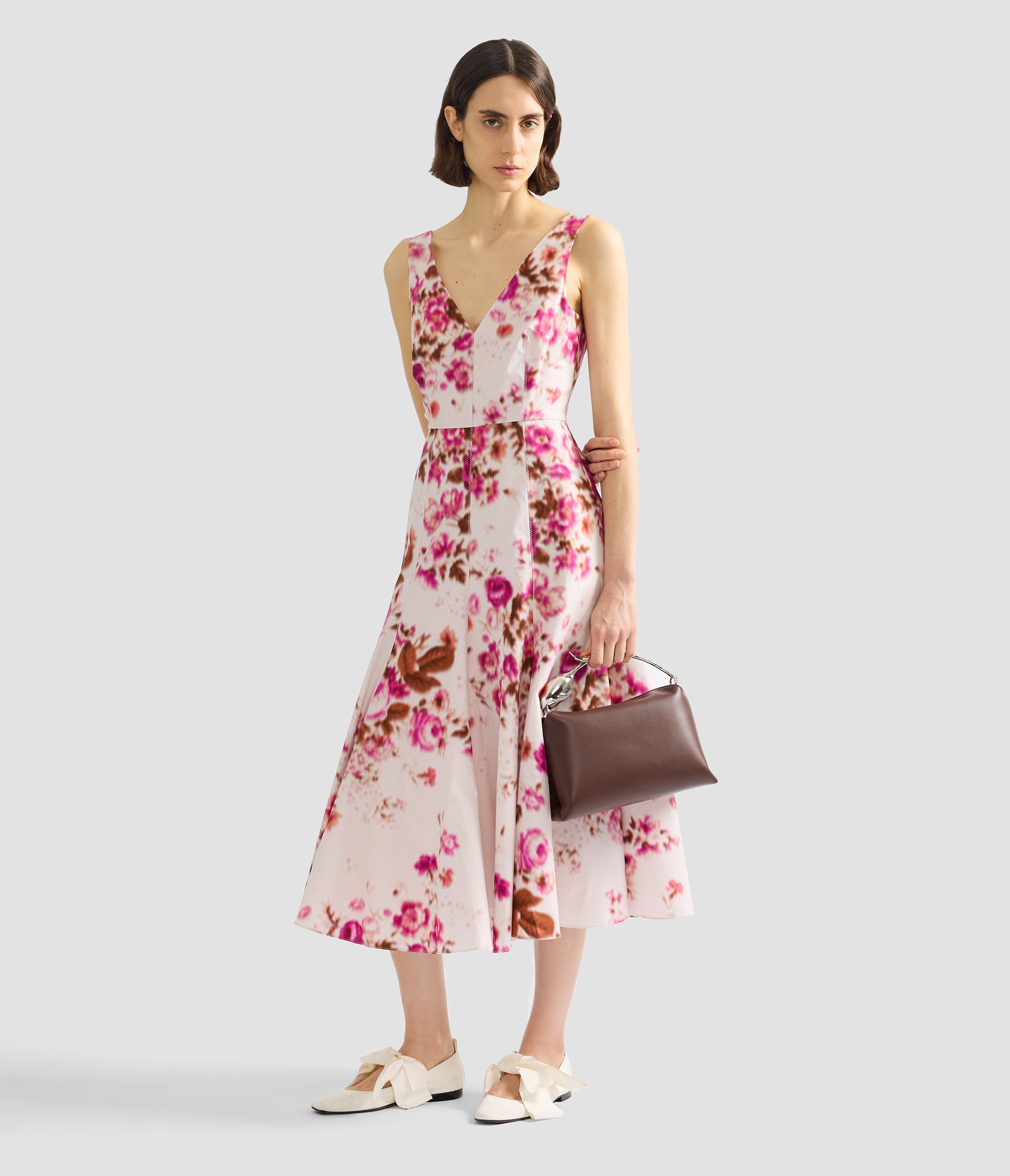 Floral Print Cotton Fit And Flared Midi Dress