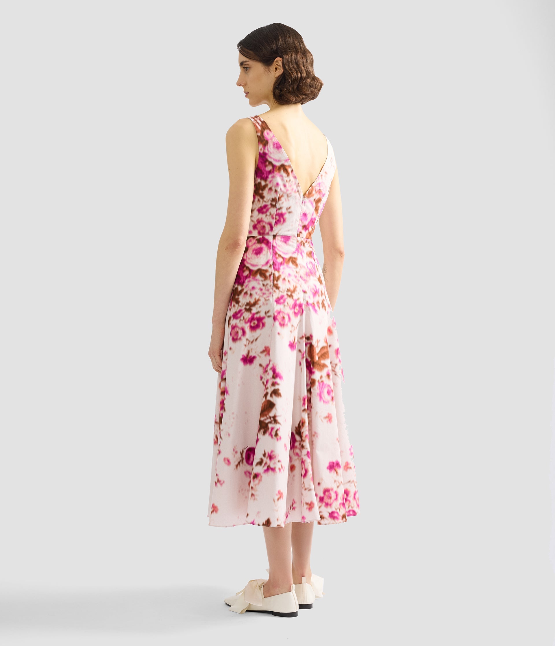 Floral Print Cotton Fit And Flared Midi Dress
