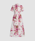 Floral Print Cotton Midi Shirt Dress