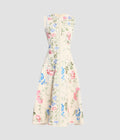 Embroidered Cotton Twill Hourglass Midi Dress