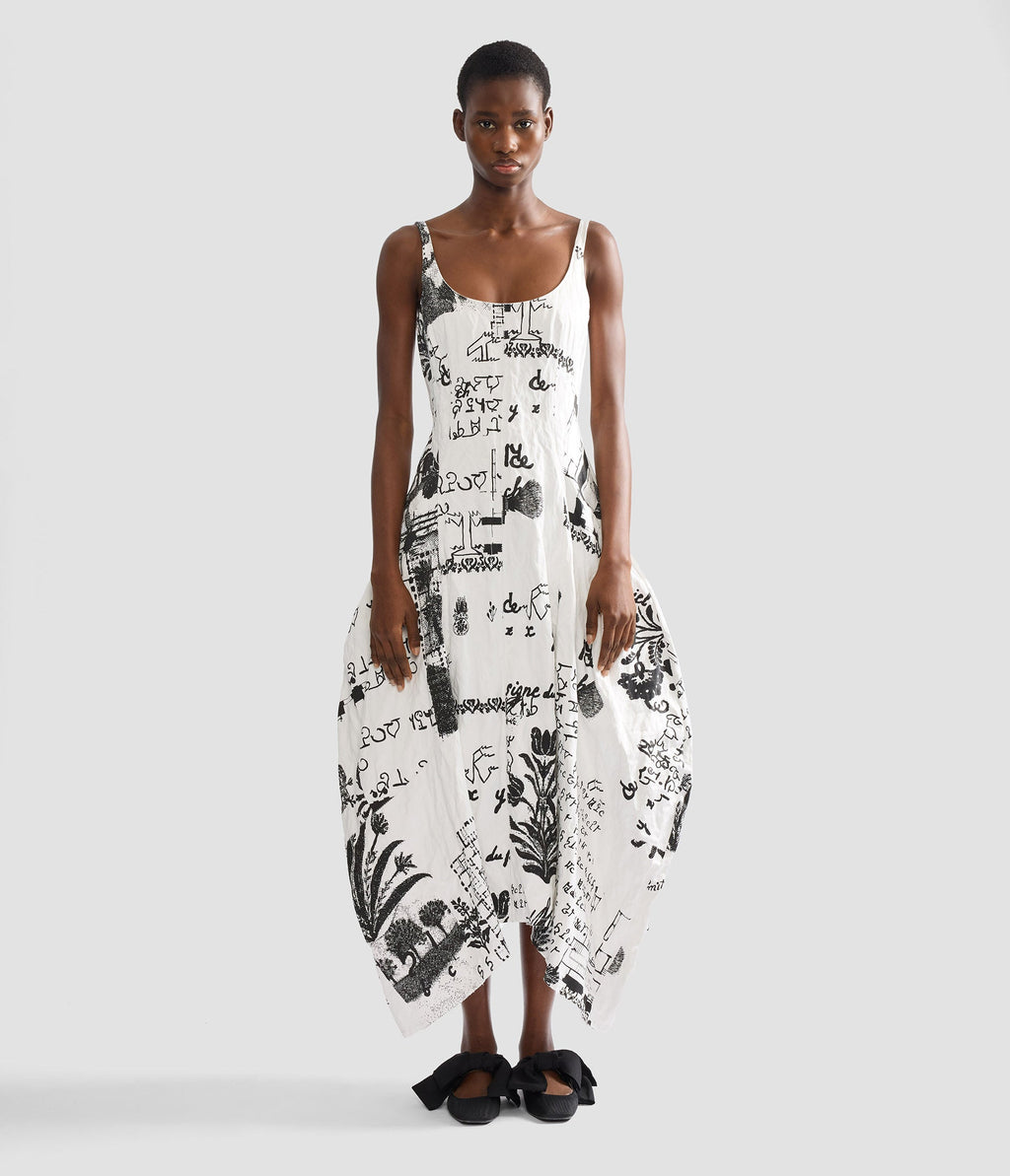 Metallised Cotton Draped Midi Dress