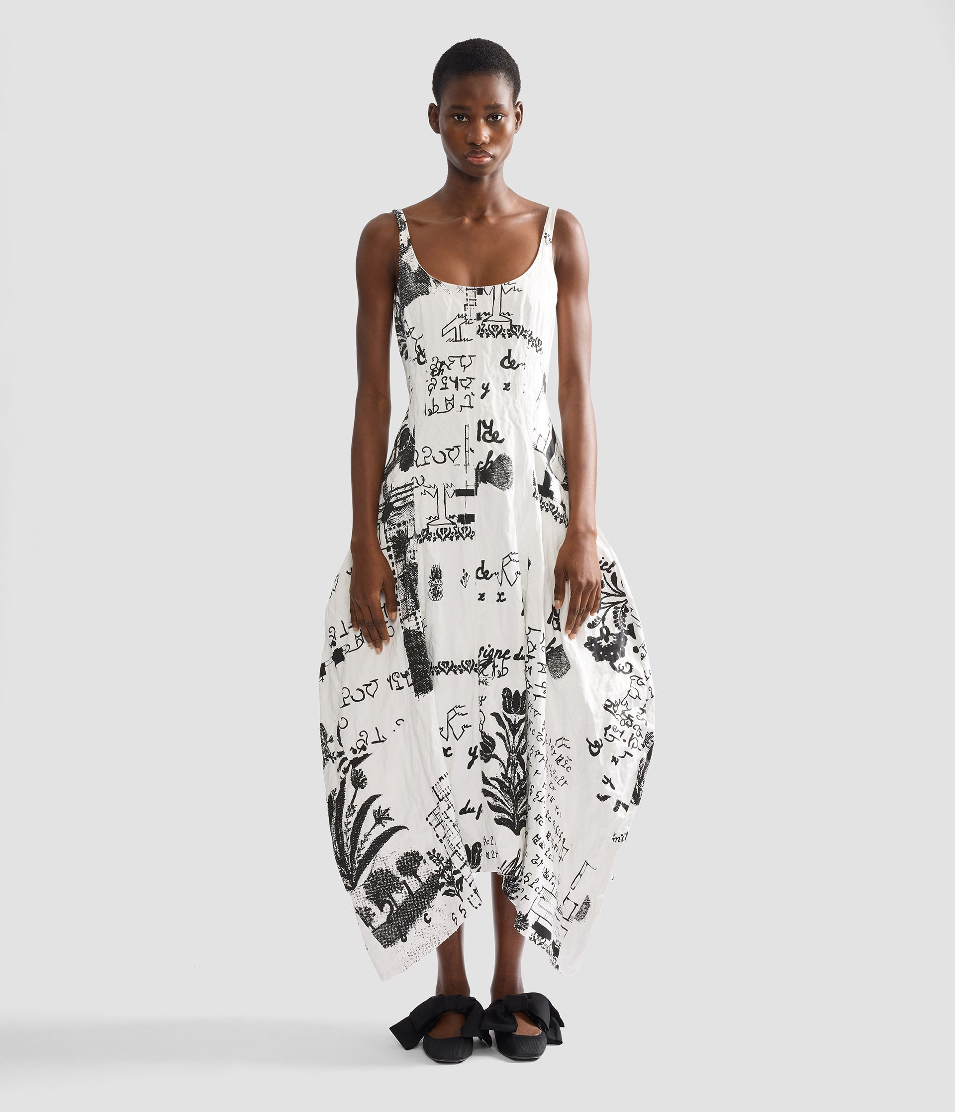 Metallised Cotton Draped Midi Dress