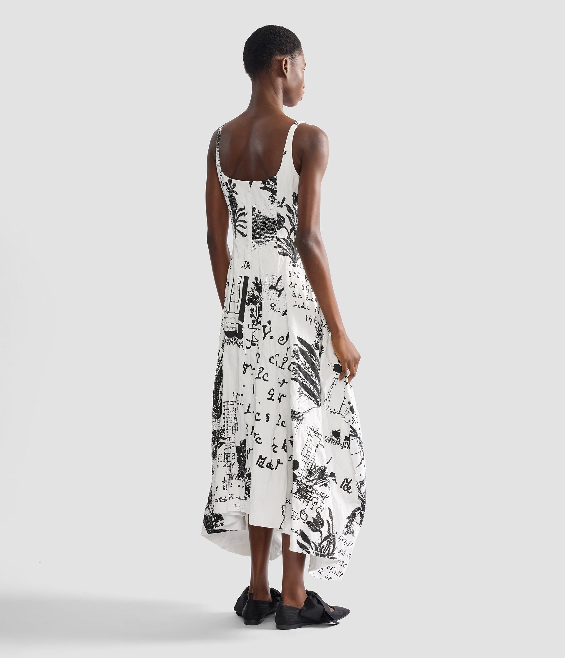Metallised Cotton Draped Midi Dress