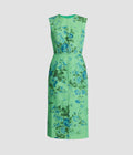 Floral Print Linen Pencil Midi Dress