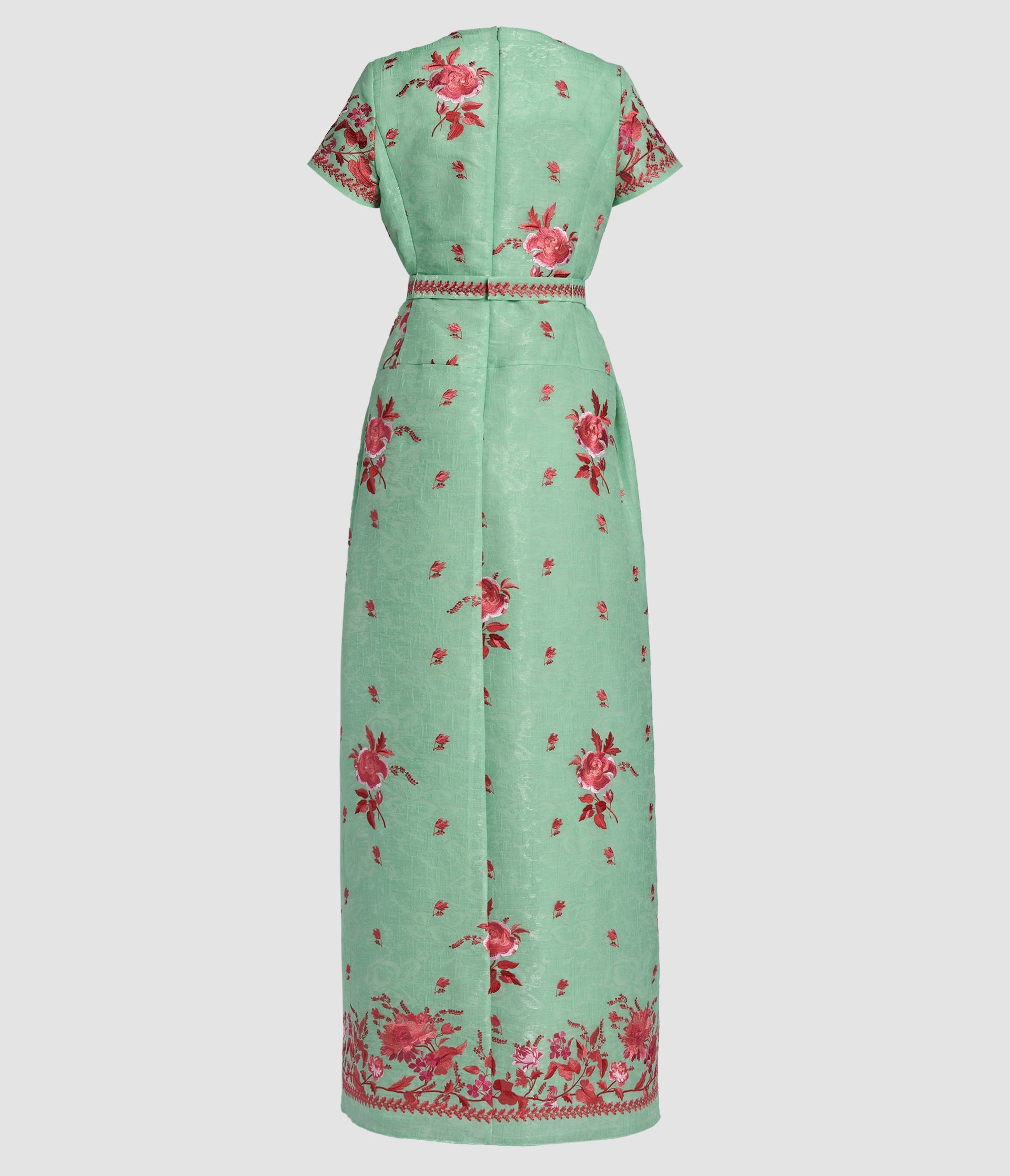 Embroidered Organza Drop Waist Gown
