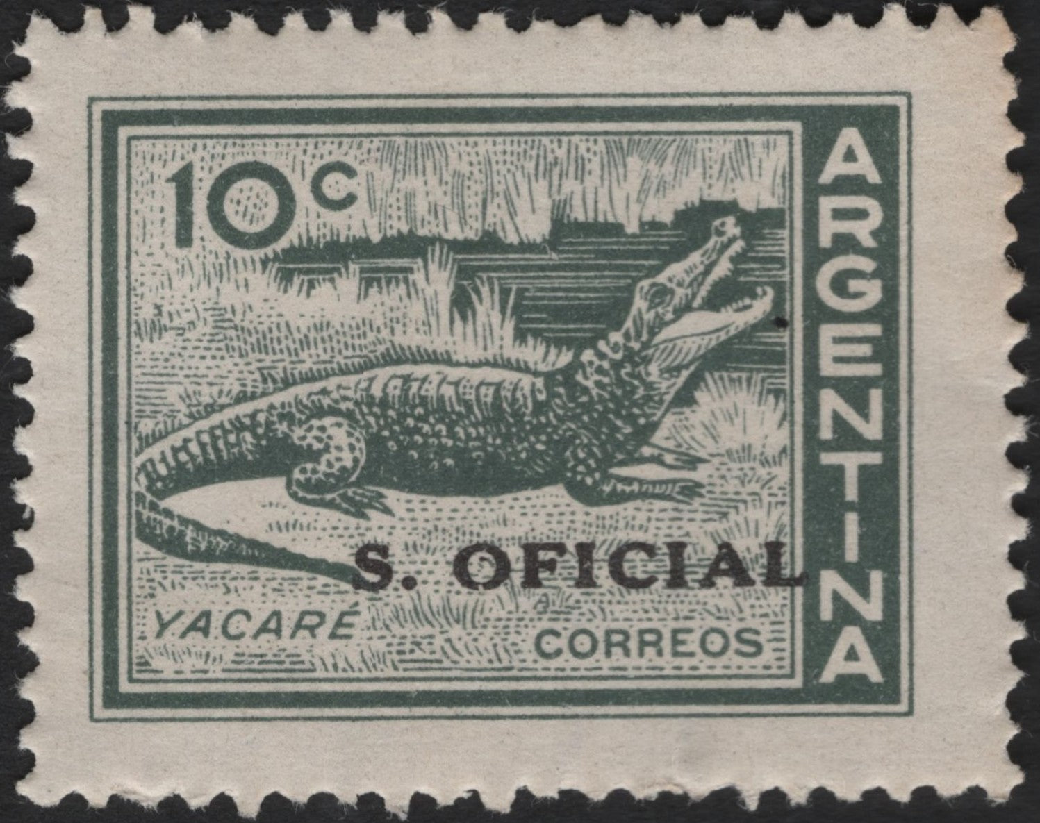 SCG3898 - Argentina 10c Yacaré Official Stamp