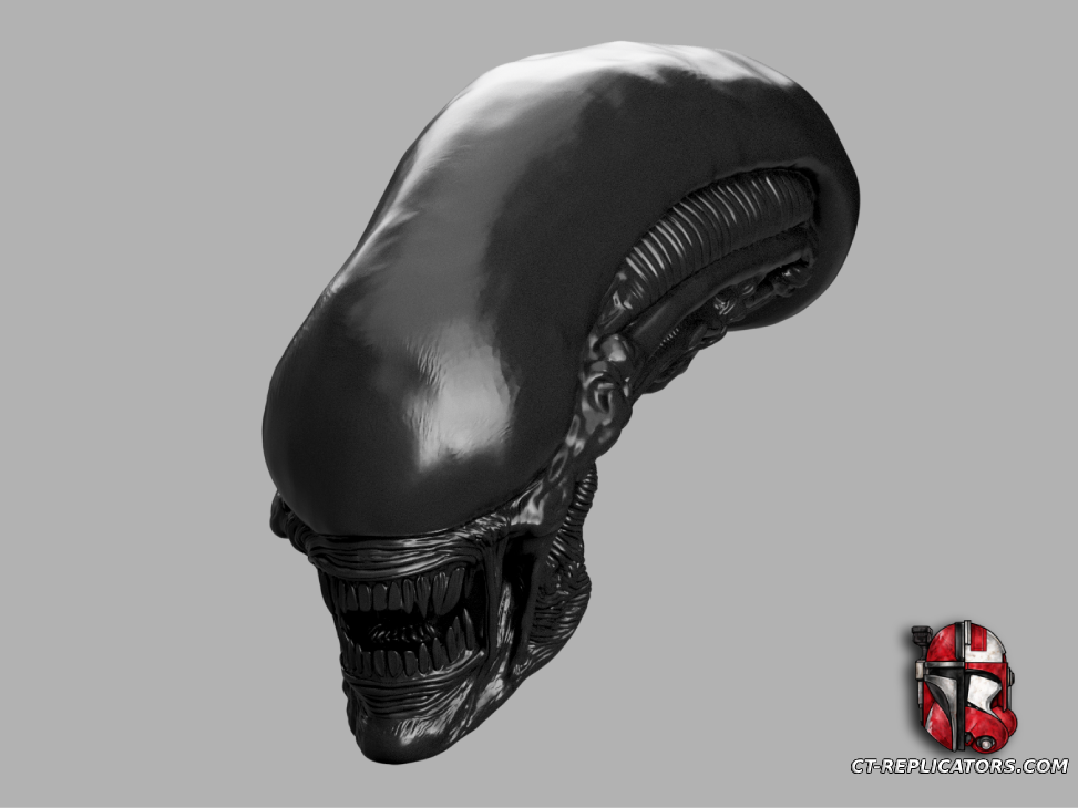 STL 3D Print Files Xenomorph Life-Size Head 1:1 Replica