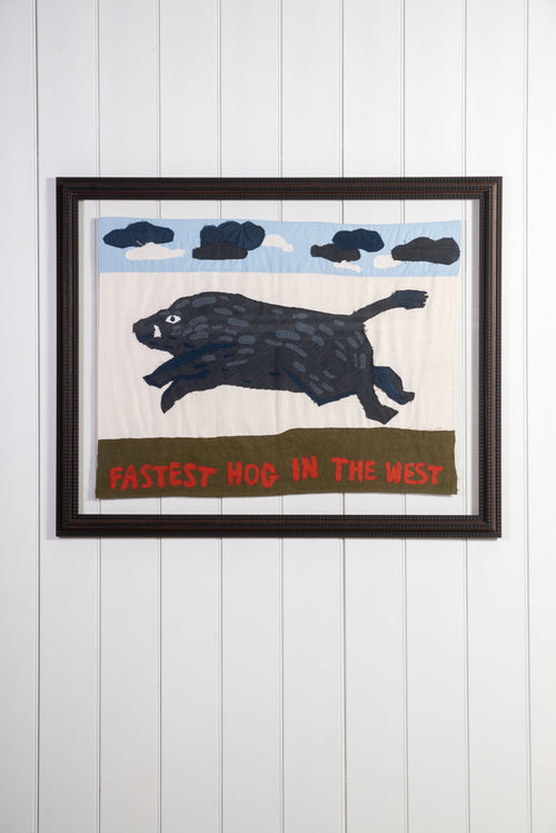 "Fastest Hog in the West" Tapestry Flag