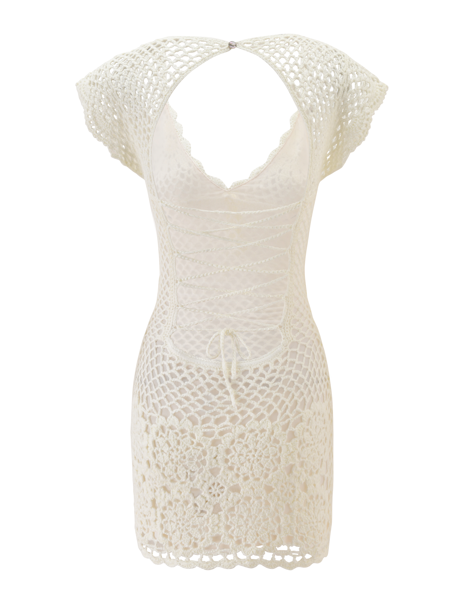 SASHA CROCHET MINI DRESS - WHITE