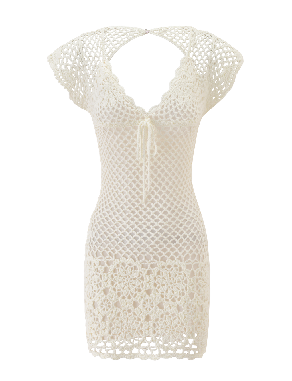 SASHA CROCHET MINI DRESS - WHITE