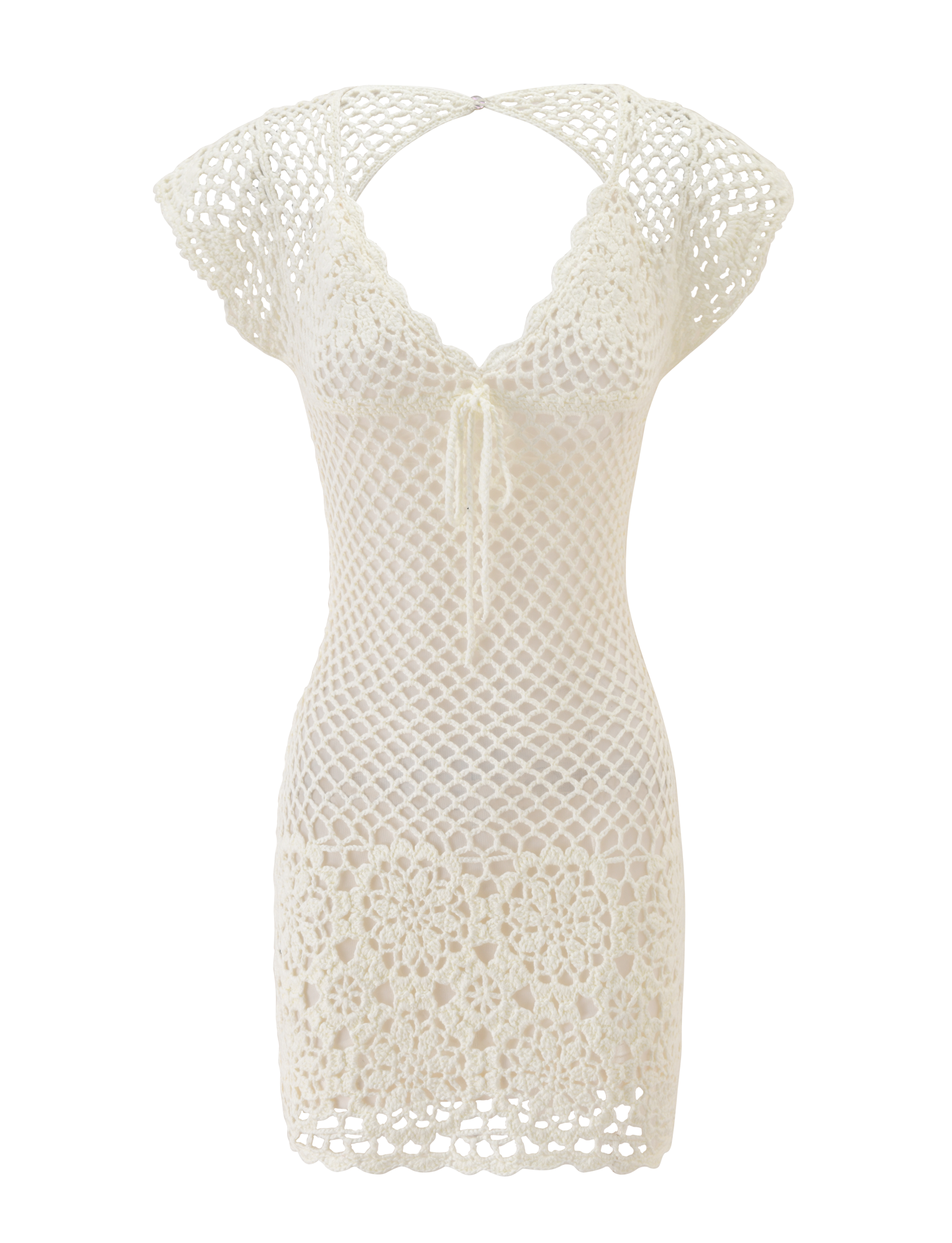 SASHA CROCHET MINI DRESS - WHITE