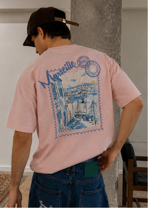 T-shirt imprimé Marseille carte postale Hallstarz