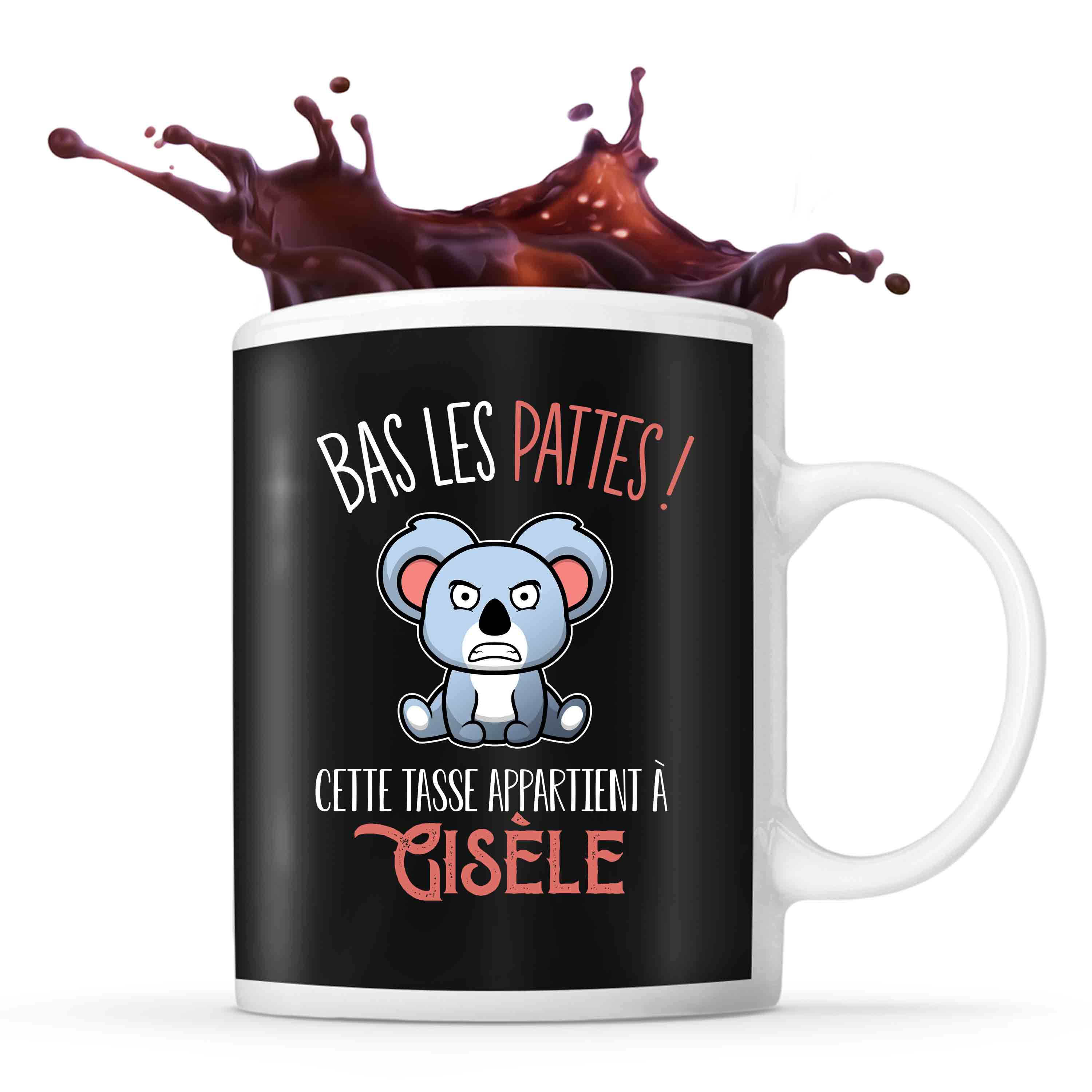 Mug Gisèle Bas les pattes Koala | Mug Prénom pour femme | Collection Animaux grognon mais mignon - Planetee
