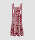 Floral Embroidered Cotton Sleeveless Midi Dress