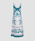 Botanical Print Silk Twill Midi Slip Dress