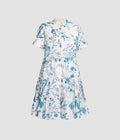 Botanical Print Cotton Linen Tiered Mini Dress