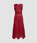 Cotton Crochet Flared Midi Dress