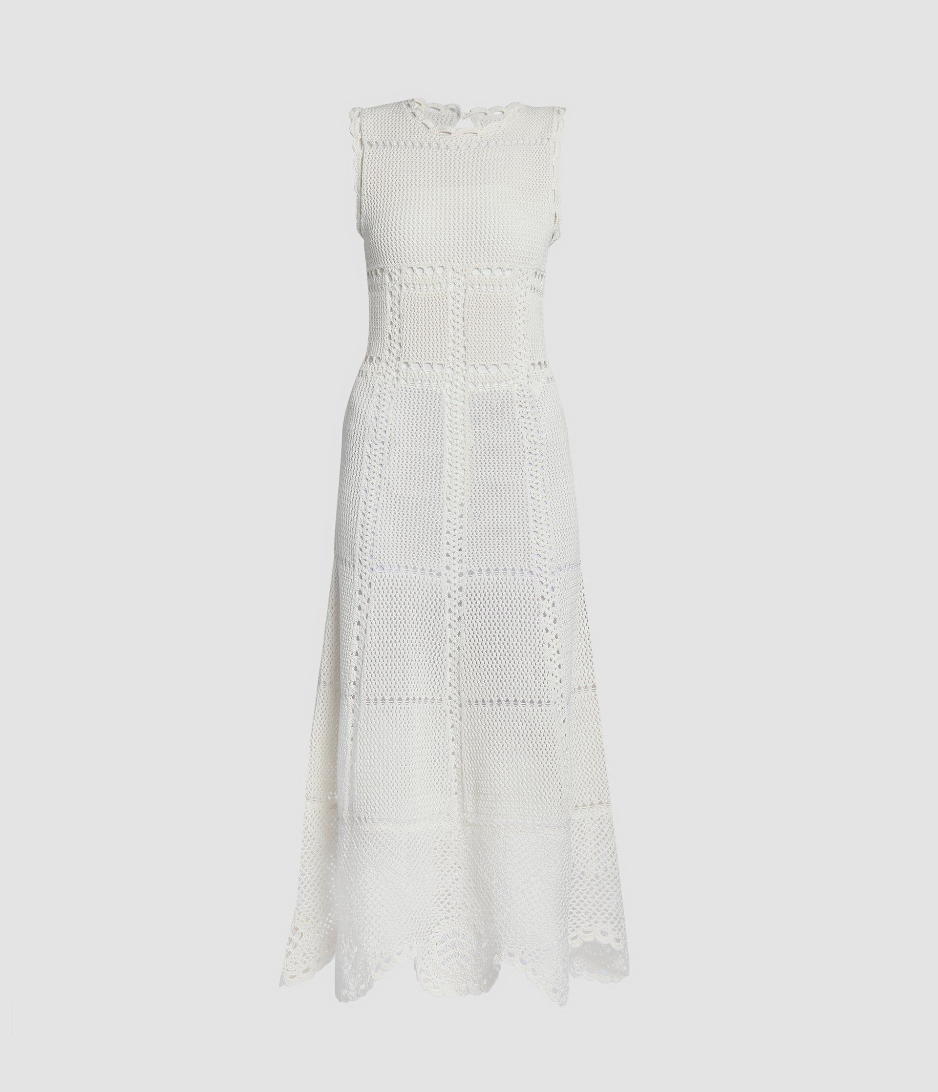 Cotton Crochet Flared Midi Dress