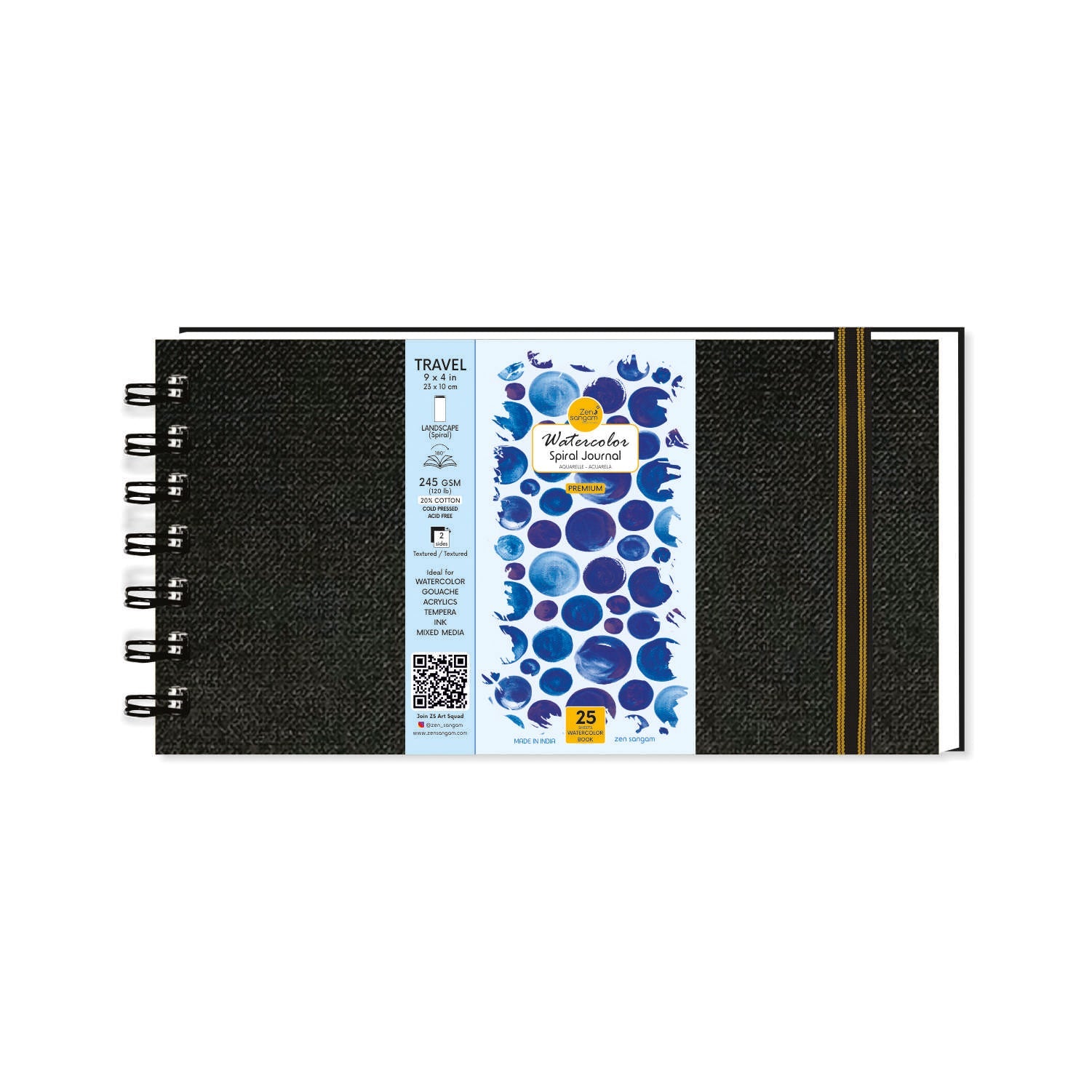 Bookmark Spiral Watercolor Journal | 245 GSM 20% Cotton | Cold Pressed | Zen Sangam