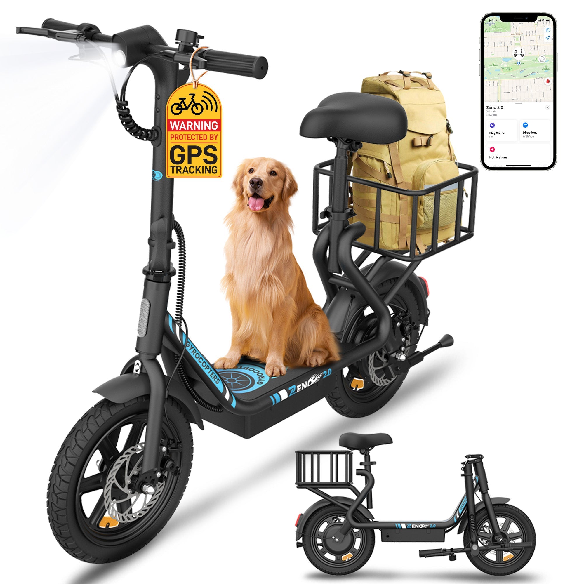 Gyrocopters Zeno 2.0 Electric Scooter - 40 km Range
