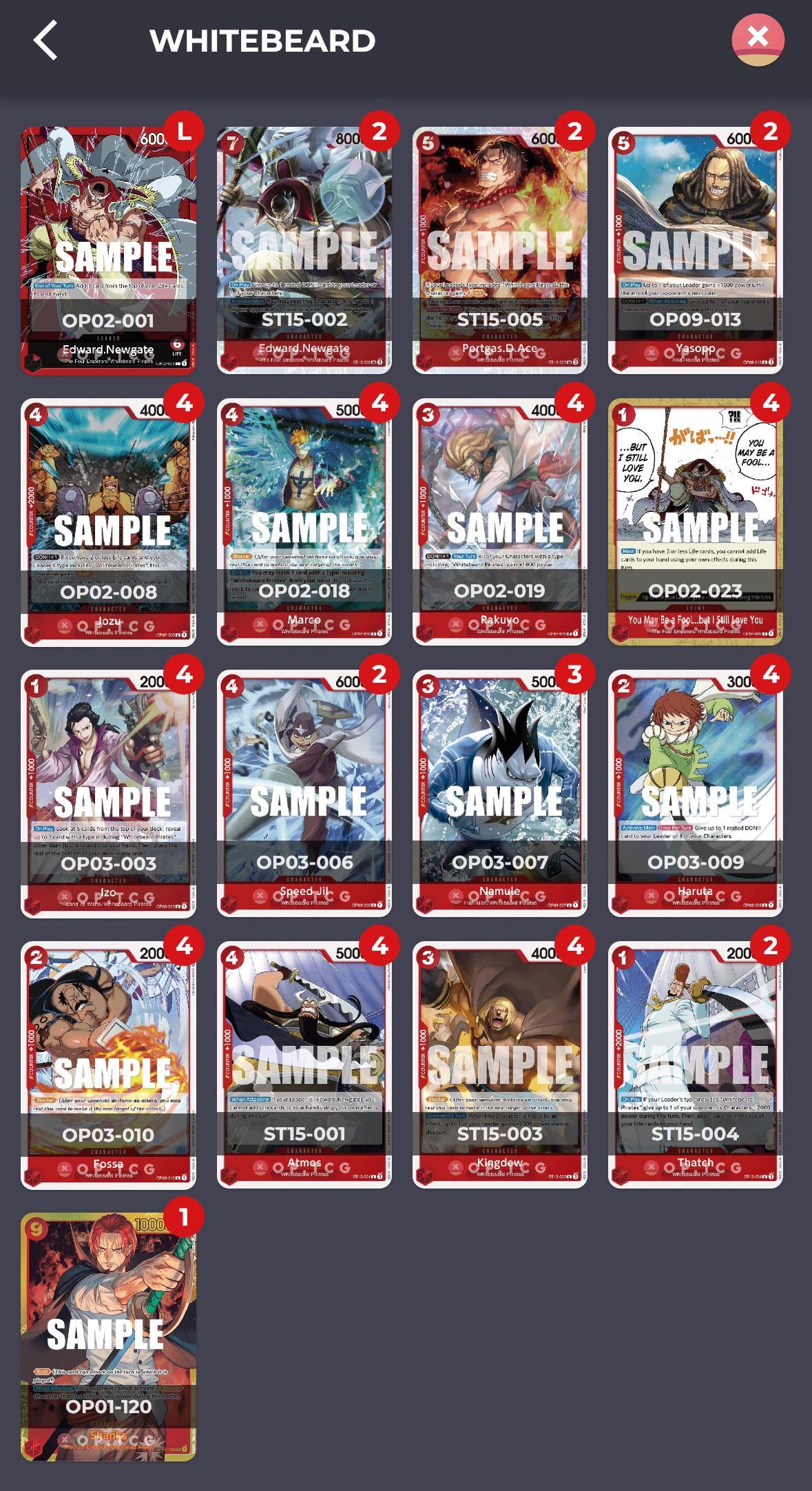 Whitebeard deck (new player) : r/OnePieceTCG