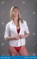 Middle Aged Woman Getting Dressed Stock Photos