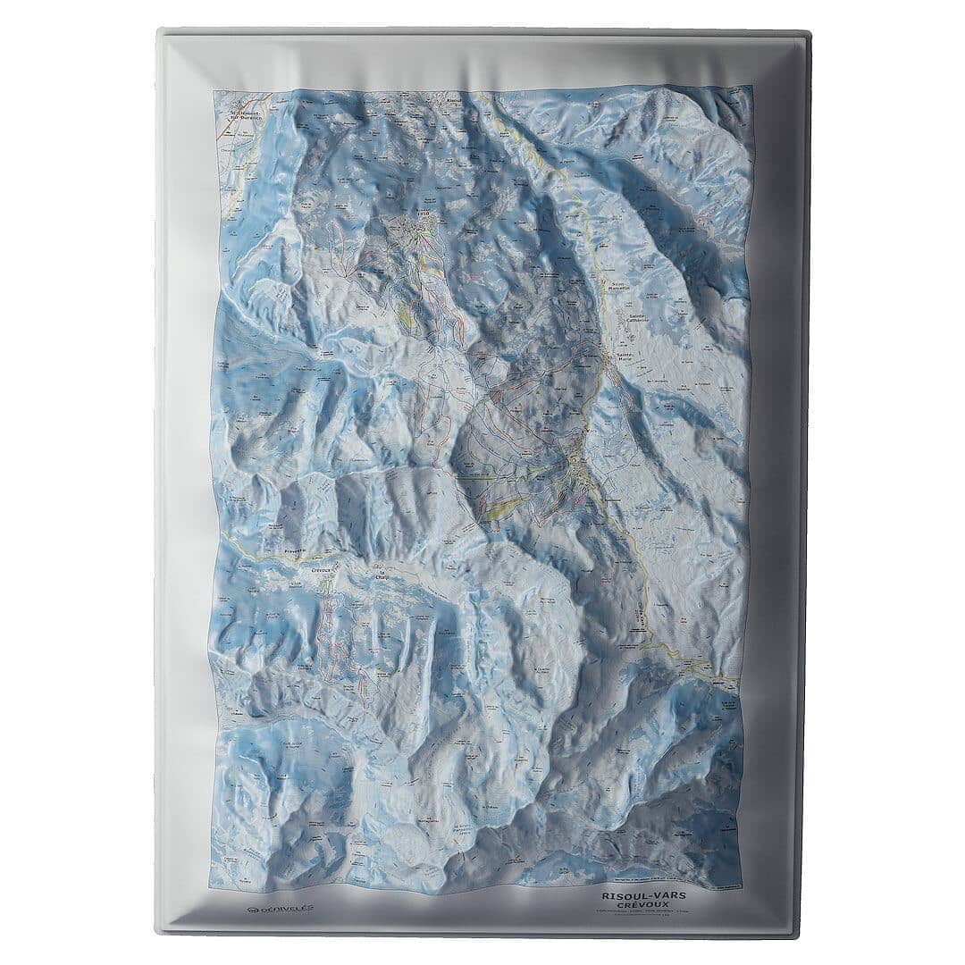 Carte en relief - Domaines Risoul-Vars-Crévoux - 50 x 70 x 9 cm | Dénivelés Editions carte en relief Dénivelés Editions Default Title