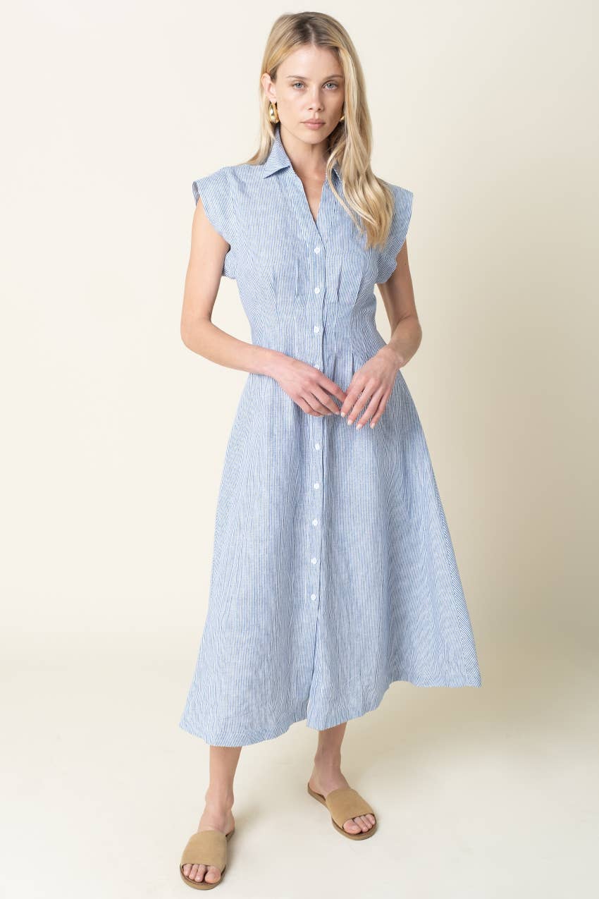 Dorothy Button Front Linen Maxi Dress