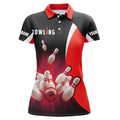 Personalisierte Bowling-Shirts - Retro Schwarz und Rot - Damen Bowling Polo-Shirts - Bowling Team Trikots Q6936 - Climcat