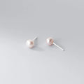 White Button Pearl Studs