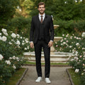 Fashion 3 Pieces Mens Suit Flat Notch Lapel Tuxedos (Blazer+vest+Pants) mens event wear