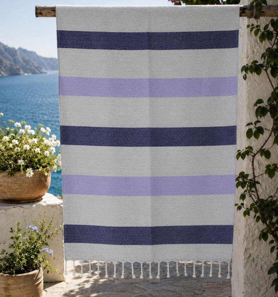 Fouta éponge voilier parme et violet