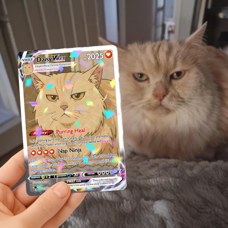 Turn your pet into a PKM, Personalized Pet as PKM Card, Custom Photo Anime Card, Gift For Him, Gift For Her, Pet Lover Gift Cat Gift