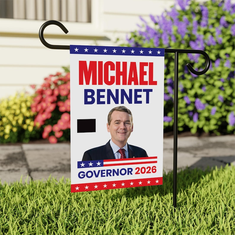 Michael Bennet For Colorado Governor 2026 Garden Flag, Double Sided, 2026 Governor Flag, Elections Flag, Race Red White & Blue Flag