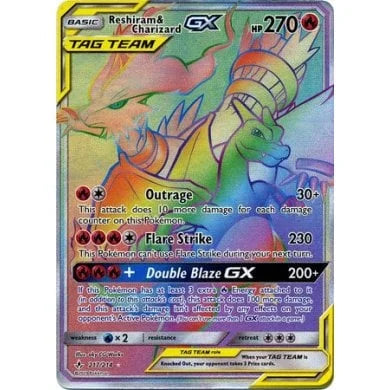 SM UNBROKEN BONDS 217/214 RESHIRAM & CHARIZARD GX (RAINBOW RARE TAG TEAM) —  Okami cards
