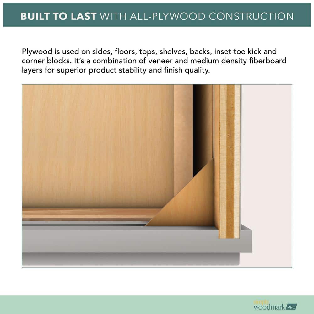 SIMPLY WOODMARK PRO Shaker Partial Overlay 18 in. W x 12 in. D x 42 in. H Plywood Assembled Wall Kitchen Cabinet in Linen White