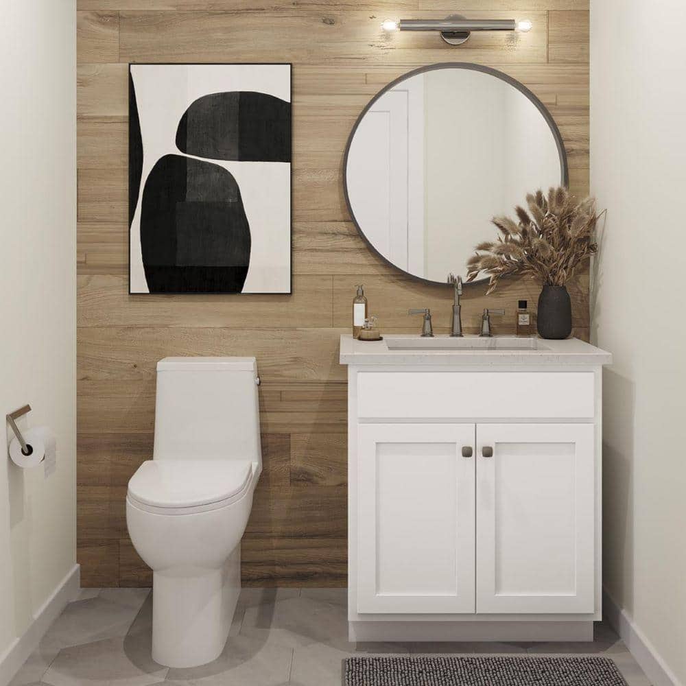 SIMPLY WOODMARK PRO Shaker Partial Overlay 18 in. W x 12 in. D x 42 in. H Plywood Assembled Wall Kitchen Cabinet in Linen White