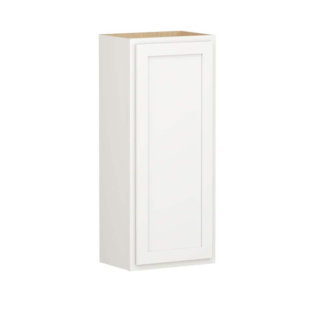SIMPLY WOODMARK PRO Shaker Partial Overlay 18 in. W x 12 in. D x 42 in. H Plywood Assembled Wall Kitchen Cabinet in Linen White