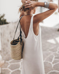 The White Low Back Base Tank Dress