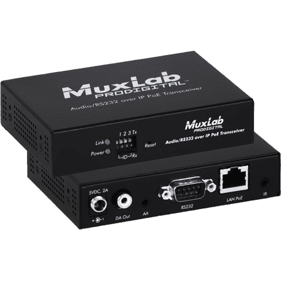 MuxLab 500755 - Transmisor y Receptor de Audio Estéreo y RS232 sobre IP