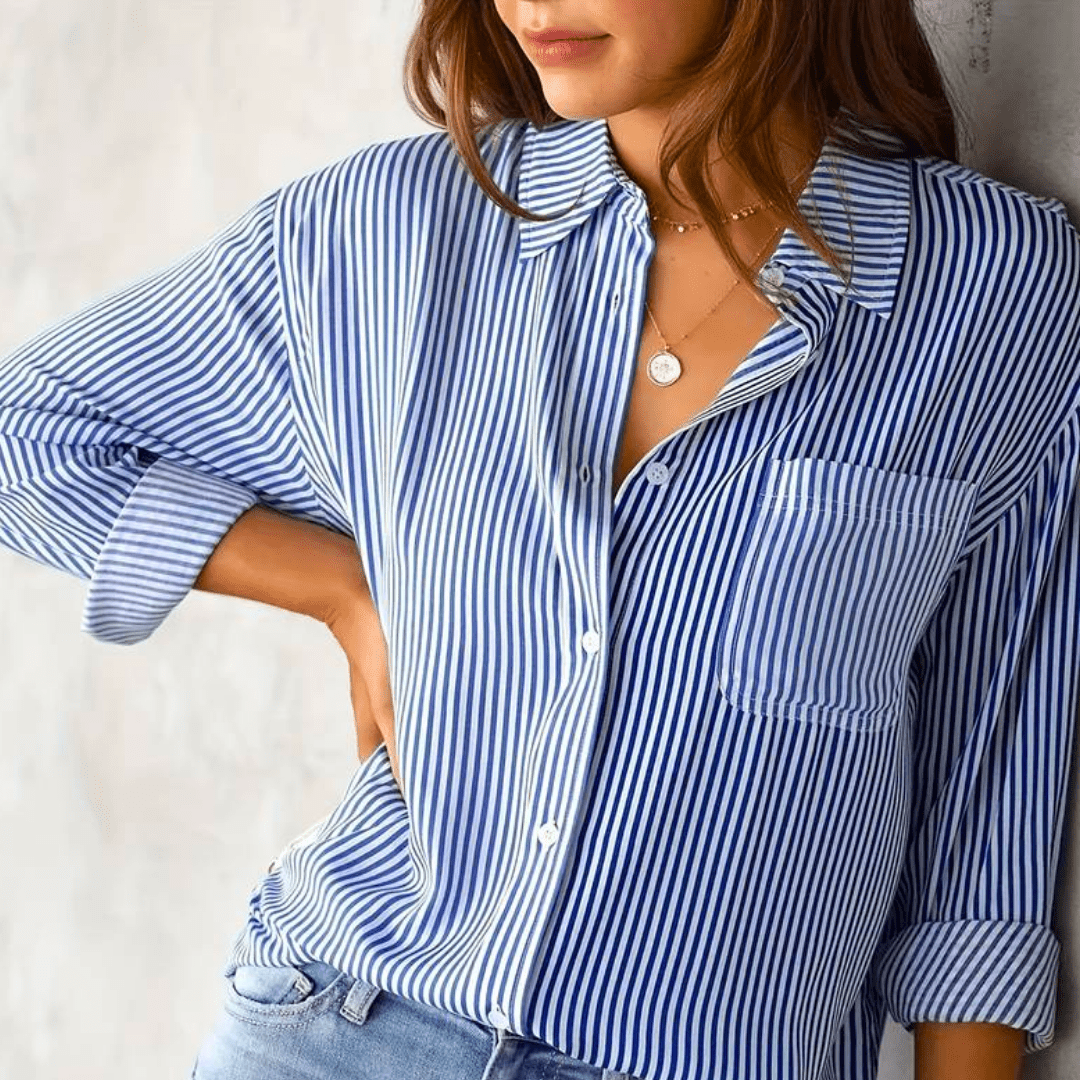 Striped Women’s Blouse – Modern Chic Office & Casual Top - Nalani - Fashion Clothing and Decor