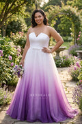 ombre purple white wedding dress