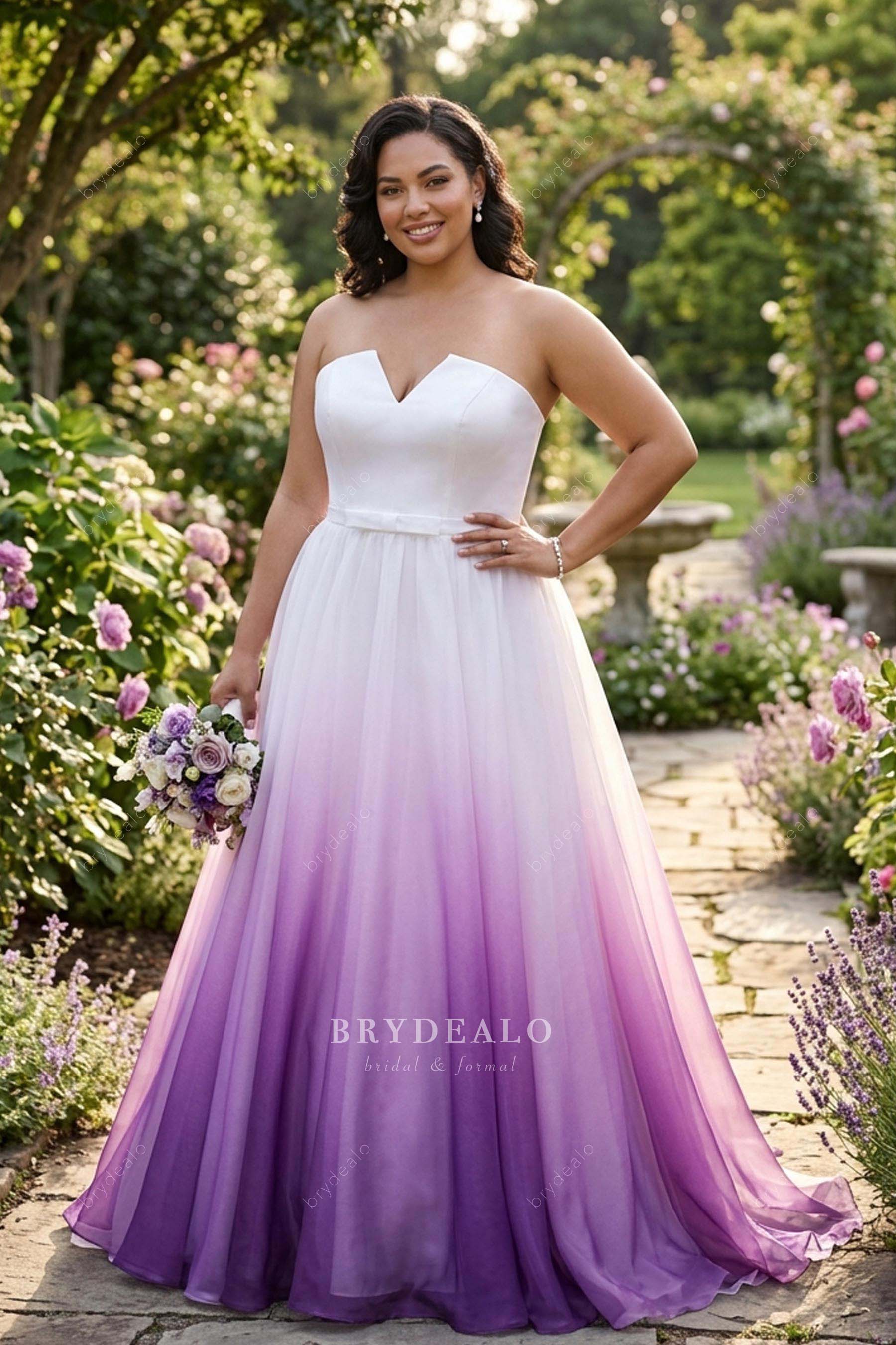 ombre purple white wedding dress