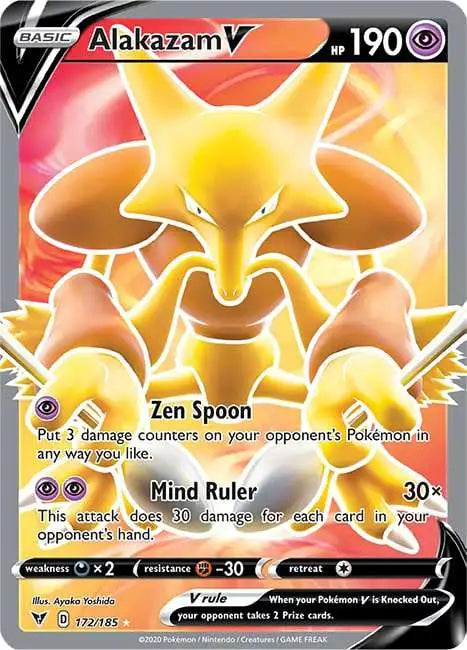Pokemon Trading Card Game Sword Shield Vivid Voltage Single Card Ultra Rare  Alakazam V 172