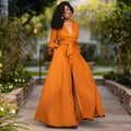 Elegant Women's Maxi Dress - Deep V Neck, Long Sleeve, Split Hem, Sexy Party Dress, Plus Size Autumn Fashion, African Style from Dhgate Basic & Casual Dresses