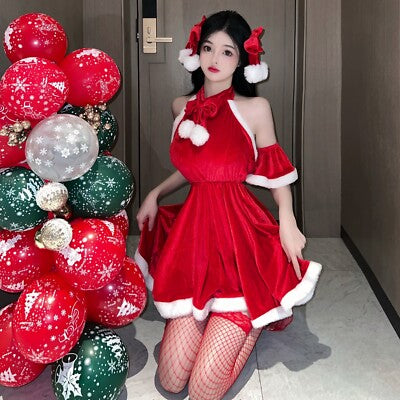 Womens Sexy Christmas Outfit Mrs Santa Claus Fancy Mini Dress Xmas Red Costume