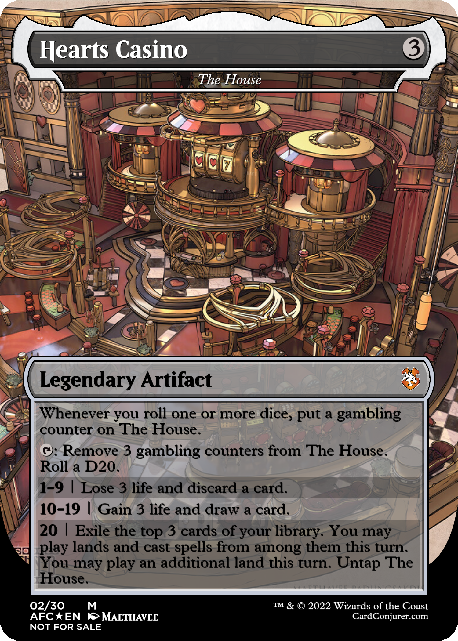 Since we don't have a good dice rolling commander yet, I took it upon myself to create one themed around gambling, along with around 30 dice rolling cards in those colors. Part